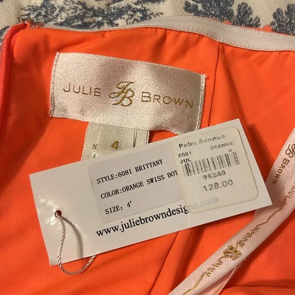 Julie Brown Brittany Dress in Neon Orange, Strapless, Size 4, NWT